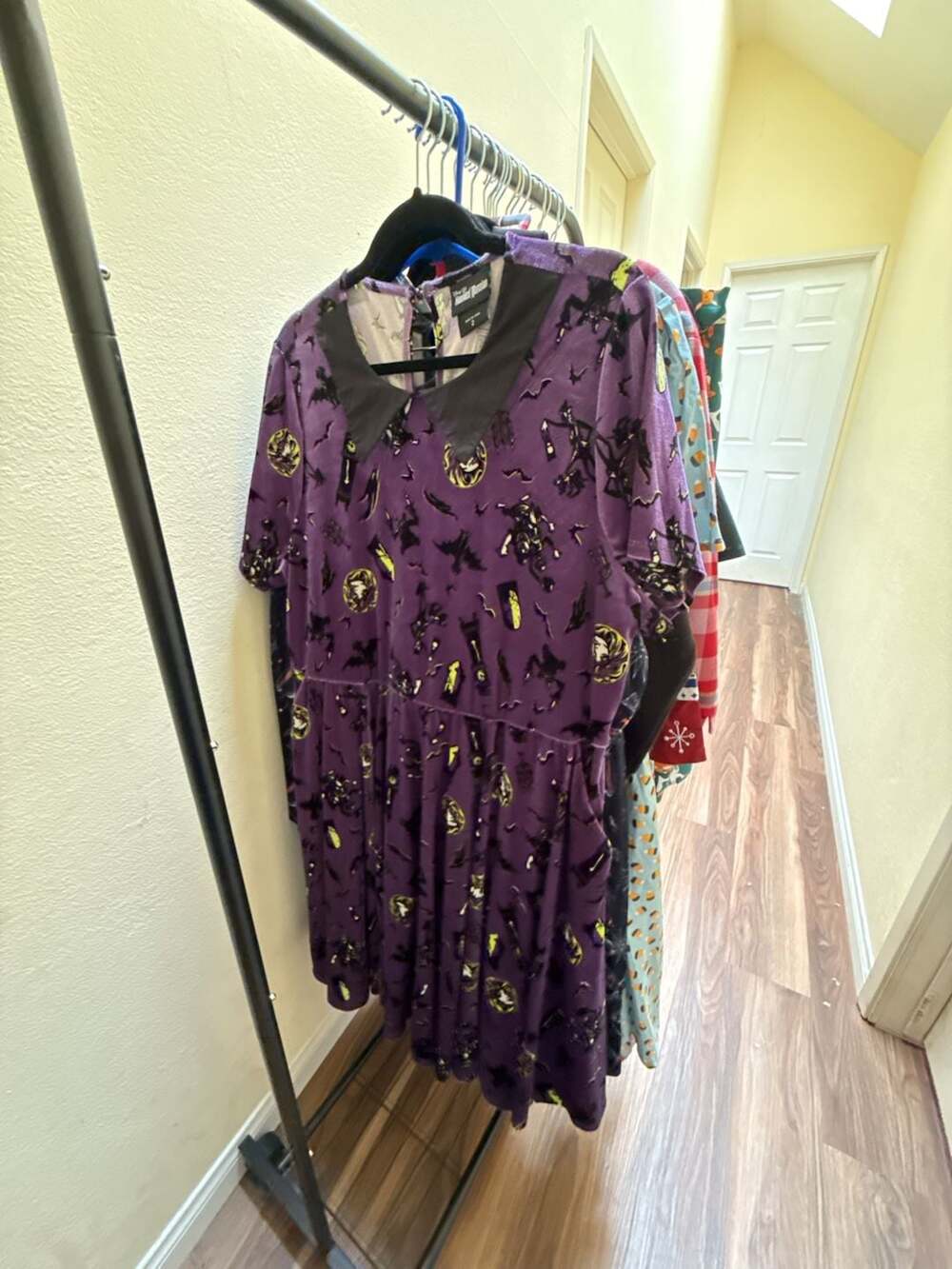 Disney The Haunted Mansion Velvet Dress Size 2 Purple Collared